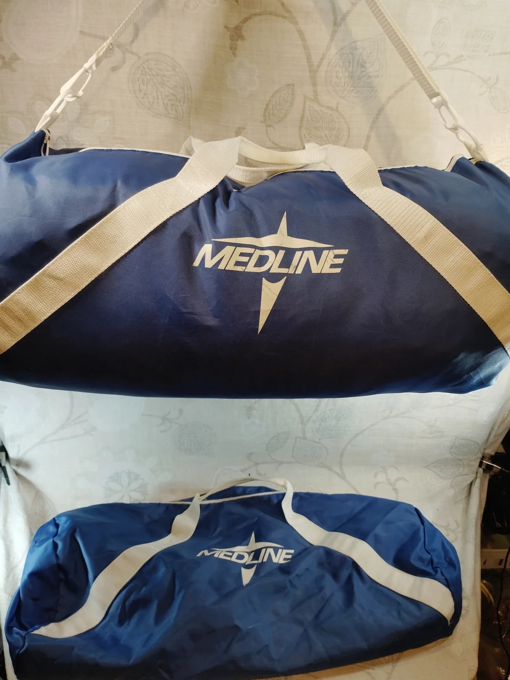 2 Medline Blue & White  Duffel Bag with Shoulder Strap